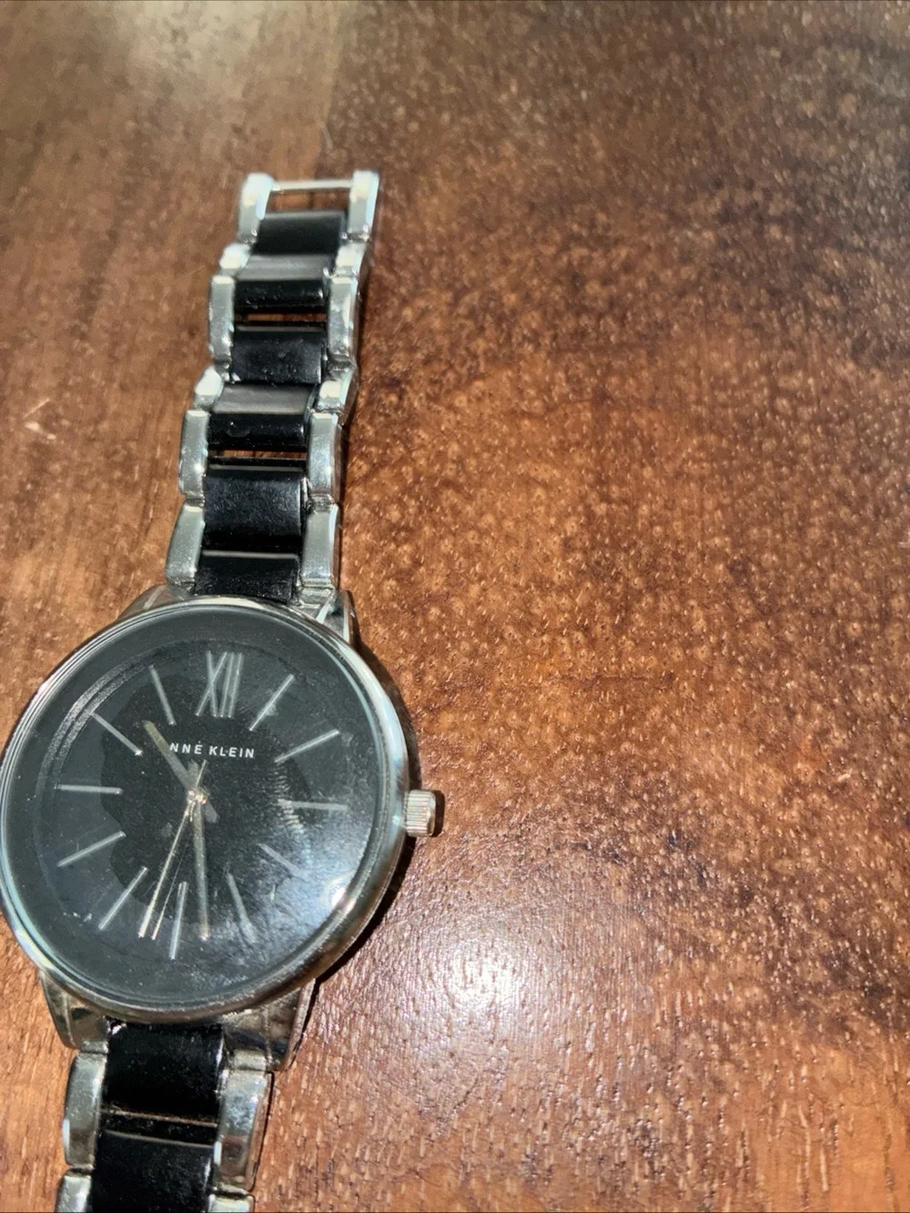 Anne Klein Black and Silver Round Dial Bracelet Watch